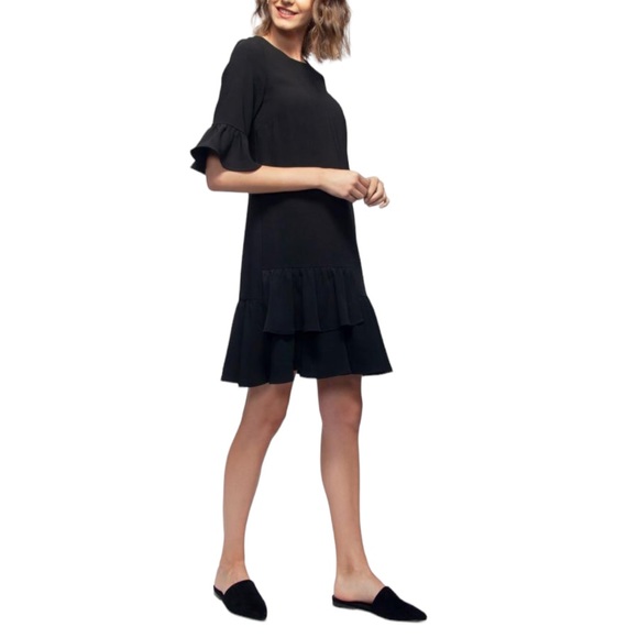 PLEIONE Layered Ruffle Hem Black Dress - Size Medium - NWT - Picture 3 of 6
